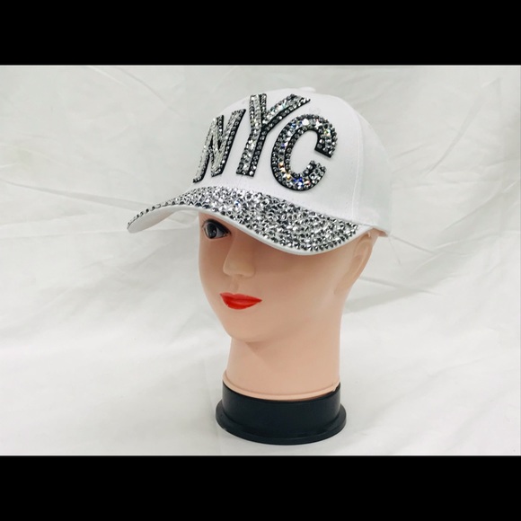 NYC Bling Fashion Rhinestones Studs Golfer Hat Baseball Cap
White - Picture 2 of 5